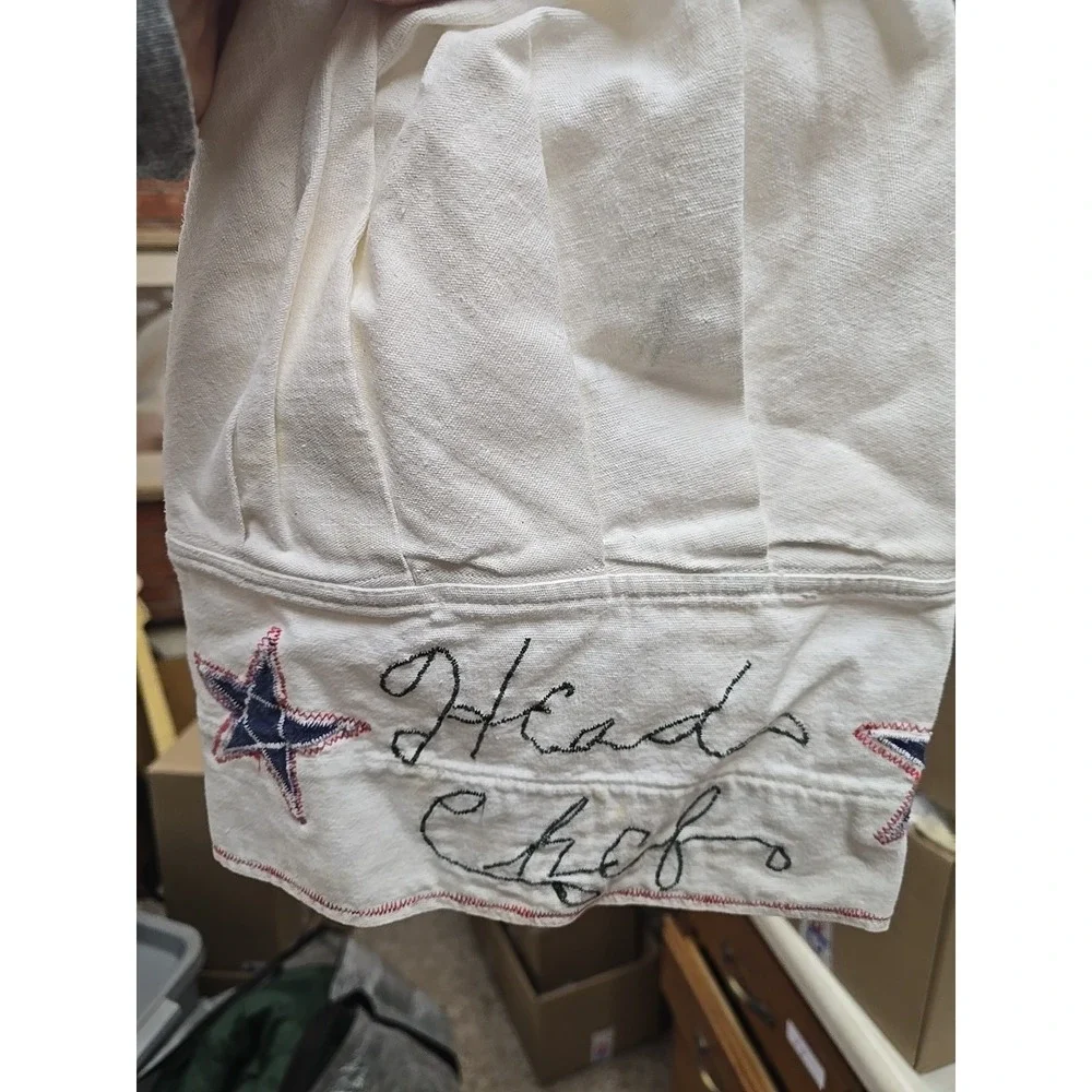 Patriotic Chef Hat Apron Set Americana US Flag Stars BBQ Grilling Head Chef Vtg